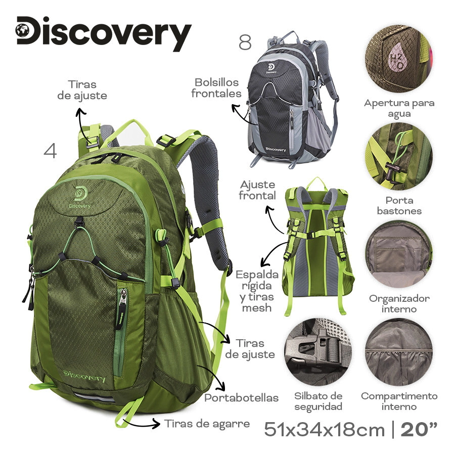 MOCHILA CAMPING DISCOVERY GRIS