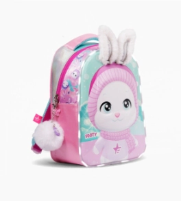 MOCHILA ESPALDA 13" CON LUZ LED BUNNY FOOTY ROSA