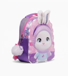MOCHILA ESPALDA 13" CON LUZ LED BUNNY FOOTY LILA
