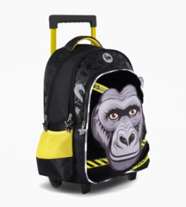 MOCHILA CARRO 18" CON LUZ LED GORILLA FOOTY NEGRO