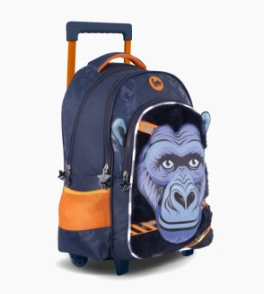 MOCHILA CARRO 18" CON LUZ LED GORILLA FOOTY AZUL