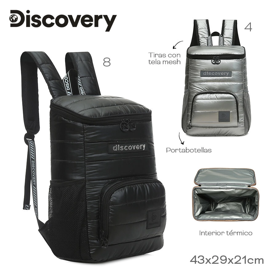 MOCHILA COOLER DISCOVERY PLATEADO