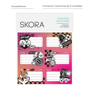 ETIQUETAS ESCOLARES x12 UN. REVEL SKORA