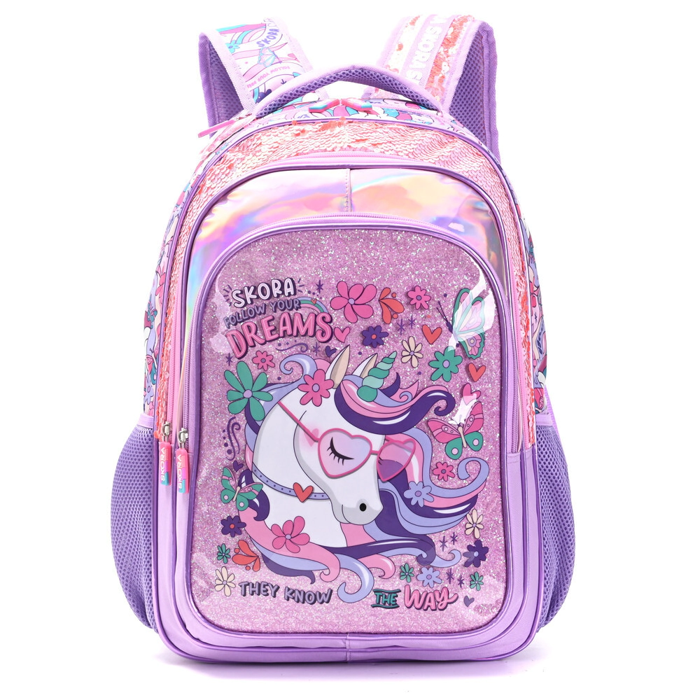 MOCHILA 18" UNICORNIO DREAMS CON LLAVERO SKORA 32x45x15 CM