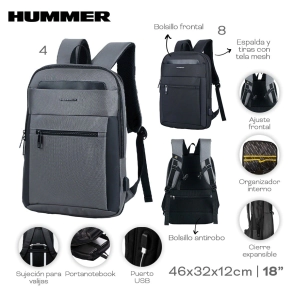 MOCHILA PORTANOTEBOOK HUMMER NEGRO