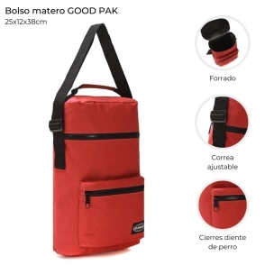 BOLSO MATERO GOODPACK ROJO CON CIERRE Y CORREA