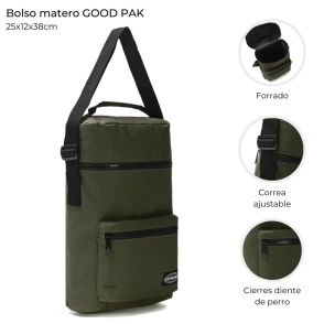 BOLSO MATERO GOODPACK MILITAR CON CIERRE Y CORREA