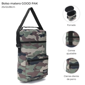 BOLSO MATERO GOODPACK CAMUFLADO MILITAR CON CIERRE Y CORREA