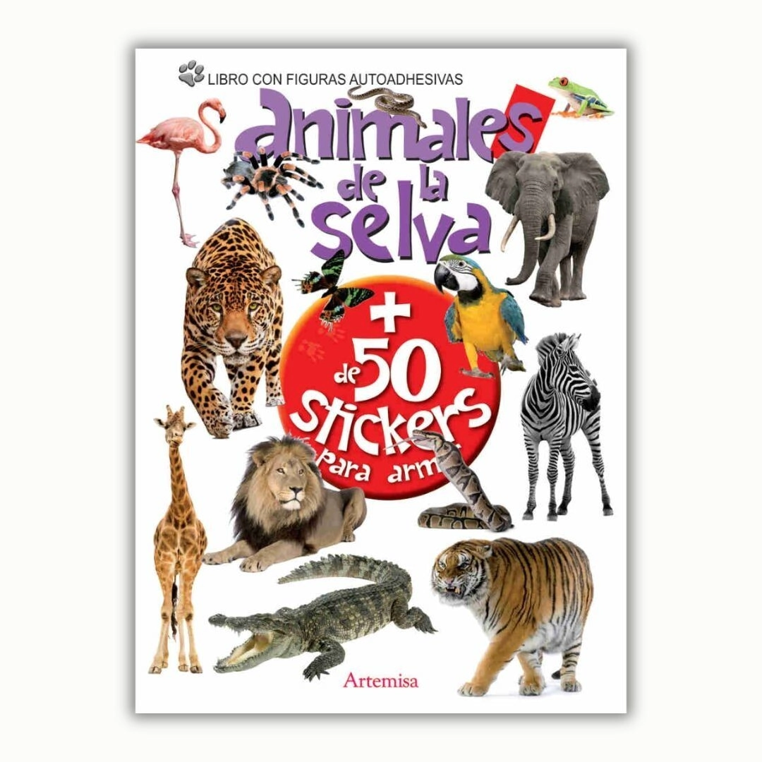 LIBRO ANIMALES DE LA SELVA + 50 STICKERS
