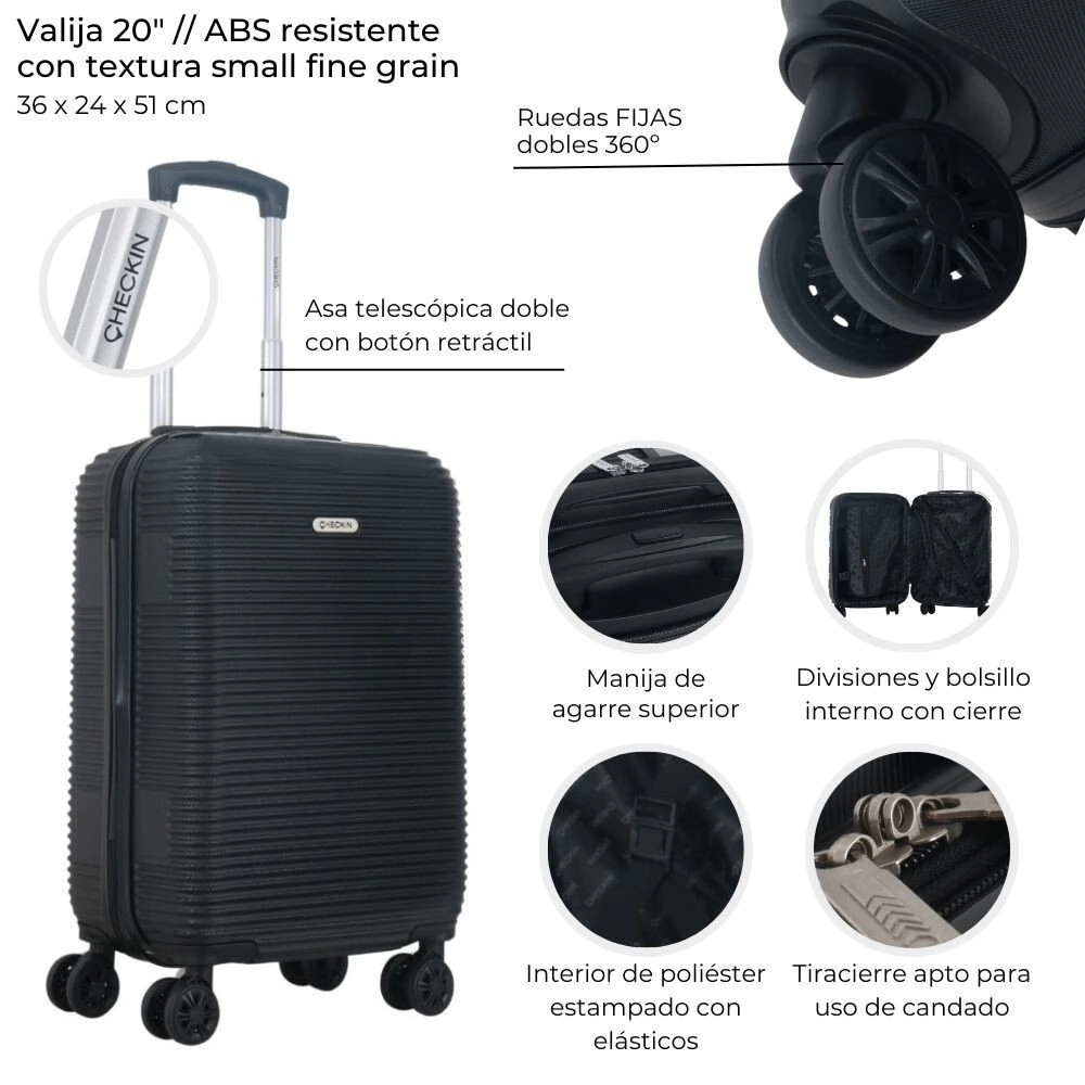 VALIJAS HARD CHECK IN NEGRO 20