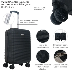 VALIJAS HARD CHECK IN NEGRO 20