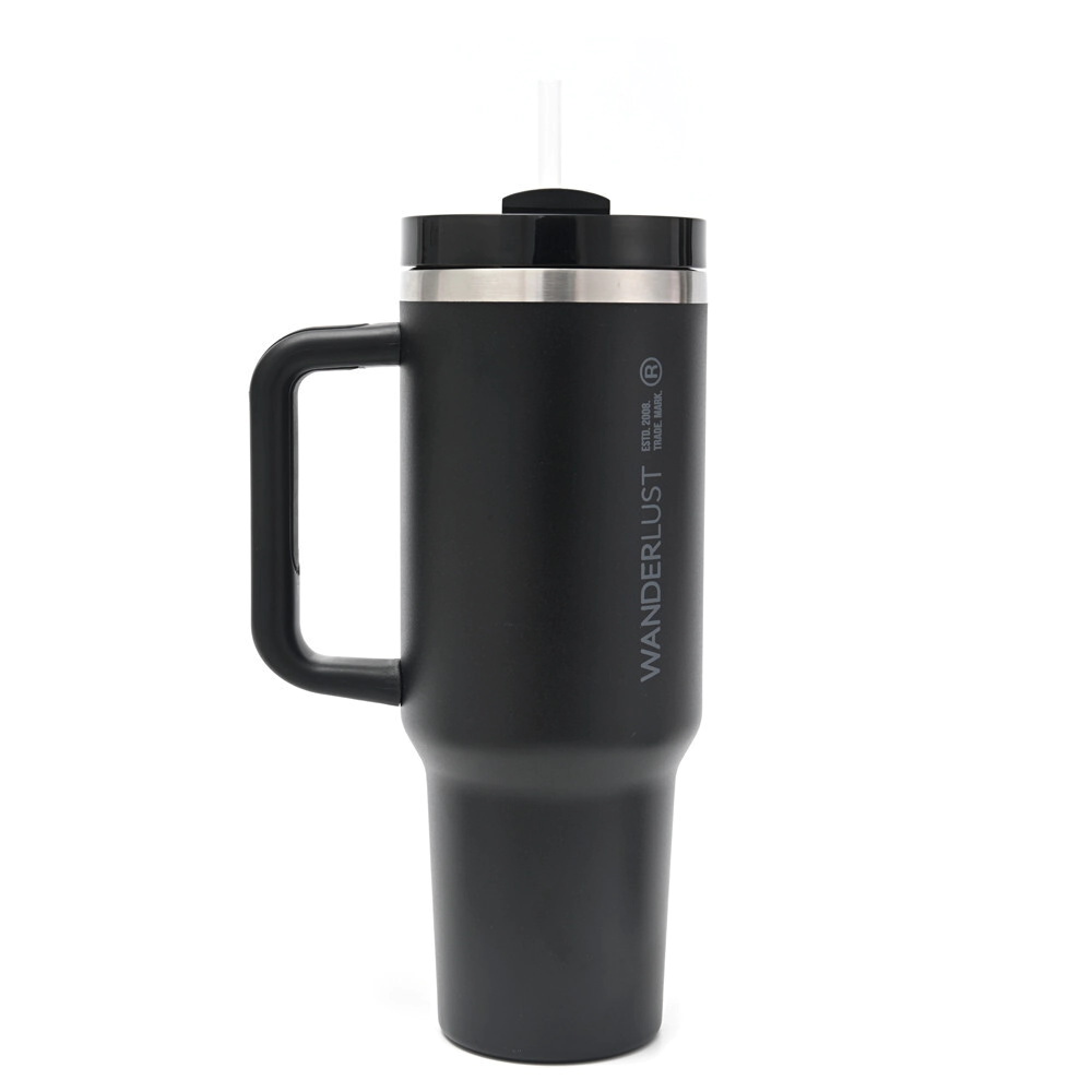 VASO TERMICO CON BOMBILLA 1200ML NEGRO WANDERLUST