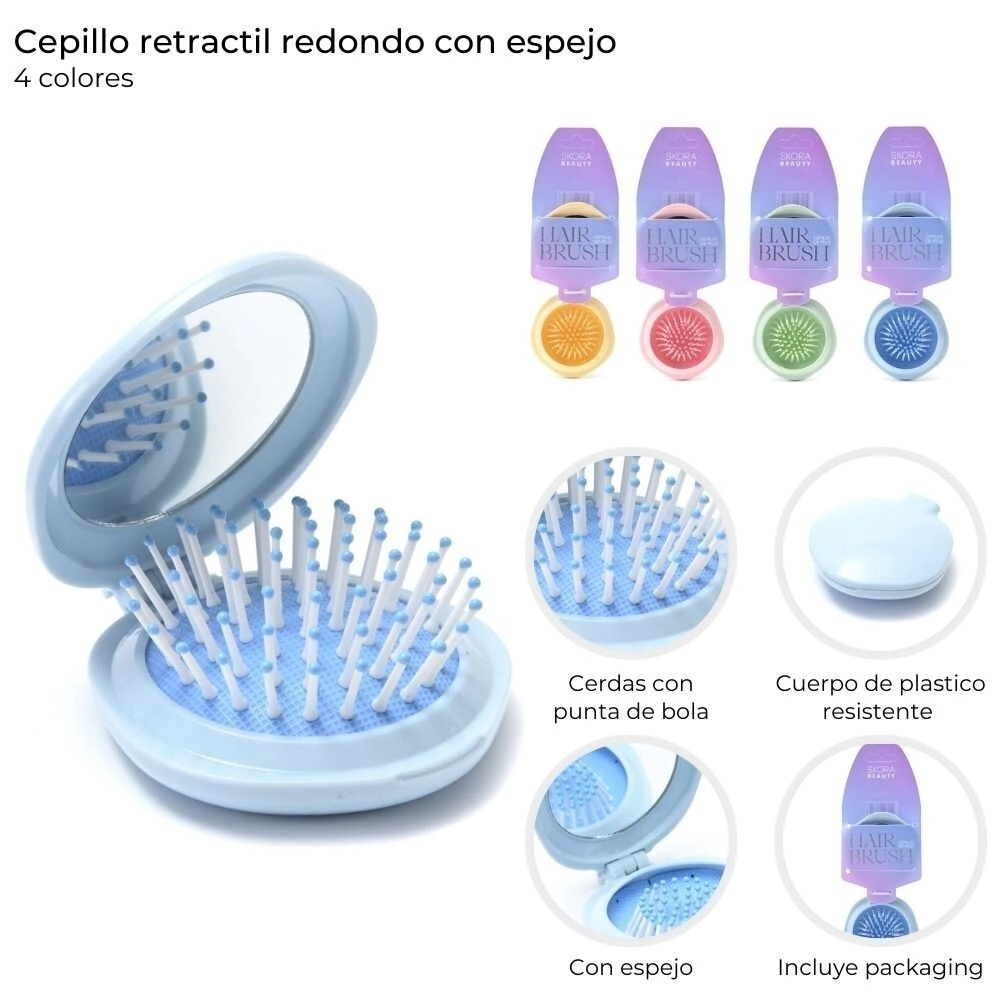 CEPILLO RETRACTIL REDONDO CON ESPEJO