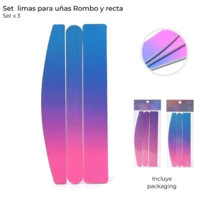 SET LIMAS PARA UÑAS ROMBO, RECTA Y RECTANGULAR x3 SKORA
