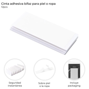 CINTA ADHESIVA BIFAZ PARA PIEL O ROPA x12 SKORA