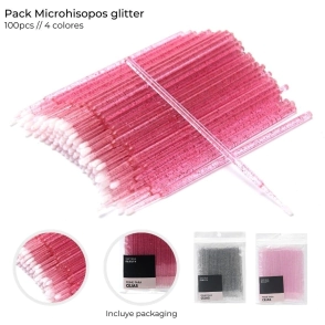 PACK MICROHISOPOS GLITTER x100 SKORA