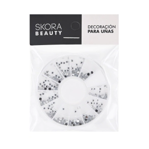 NAIL ART EN DISCO STRASS PLATEADO SKORA