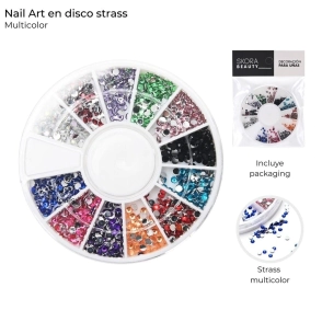 NAIL ART EN DISCO STRASS MULTICOLOR SKORA
