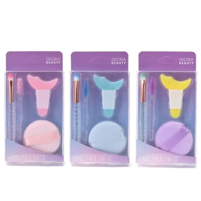 SET BLENDER, BROCHA, ESTENCIL Y CEPILLO PARA CEJAS x4 SKORA