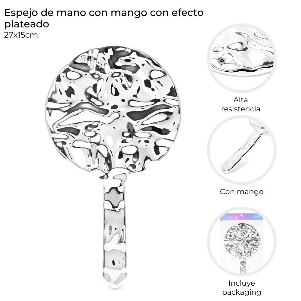 ESPEJO DE MANO CON MANGO 27x15 CM SKORA