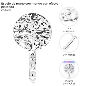 ESPEJO DE MANO CON MANGO 27x15 CM SKORA