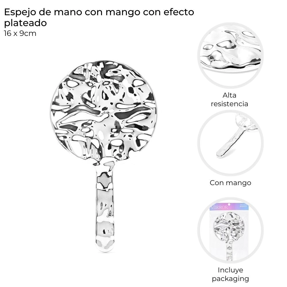ESPEJO DE MANO CON MANGO 16x9 CM SKORA