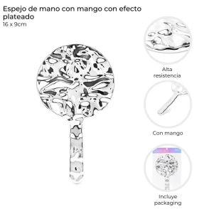 ESPEJO DE MANO CON MANGO 16x9 CM SKORA