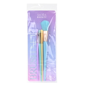 SET BROCHA MAQUILLAJE COLORES PASTEL x5 SKORA