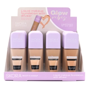 BASE DE MAQUILLAJE FLUIDA ENVASE DE VIDRIO CON DIFUSOR SKORA