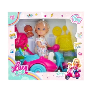 MINI MUÑECA LUCY POP TINY CON MOTO Y ACCESORIOS 12x14x9,5 CM