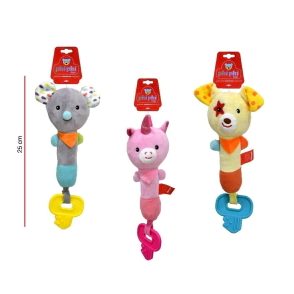 ANIMALITOS CON SONAJERO Y MORDILLO 25CM PHI PHI TOYS