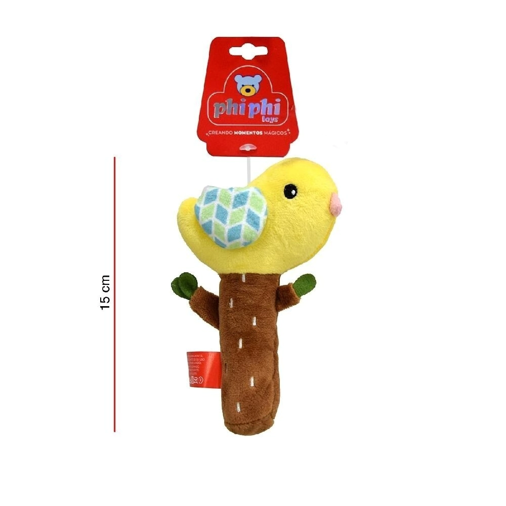 POLLITO CON SONAJERO 15CM PHI PHI TOYS