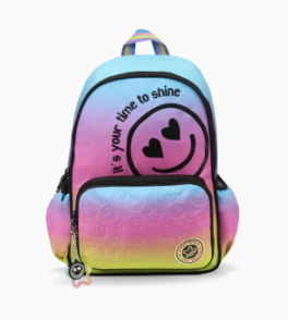 MOCHILA ESPALDA GRANDE LINEA MULTICOLOR FOOTY NEGRO