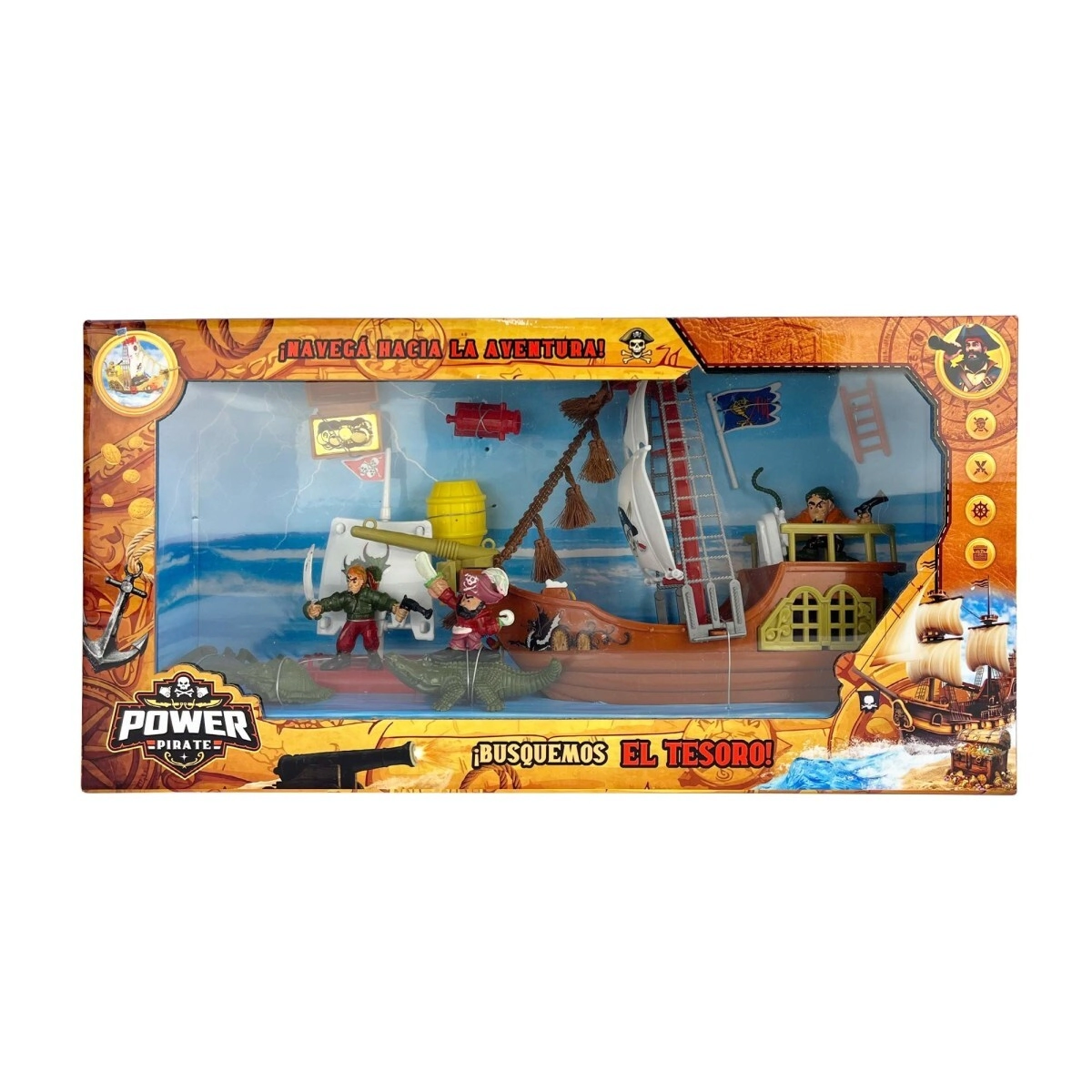 MEGA BARCO PIRATA CON ACCESORIOS 41x10x20CM