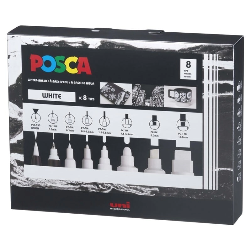 MARCADORES POSCA PUNTAS MIXTAS ESTUCHE X8