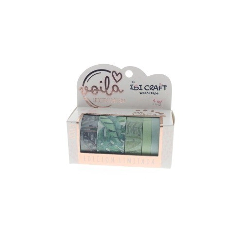 WASHITAPE BOX 5 ROLLOS DE 4 Mts LEAVES EDITION IBICRAFT