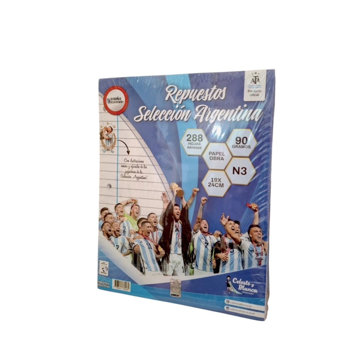 REPUESTO 288 HOJAS N3 RAYADO SELECCION ARGENTINA