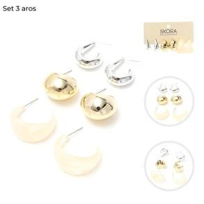 SET 3 PAR DE AROS SKORA