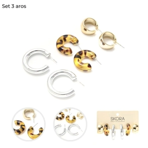 SET 3 PAR DE AROS SKORA