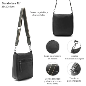 BANDOLERA RIF NYLON CORREA DE CINTA 25x20x6 CM  SKORA