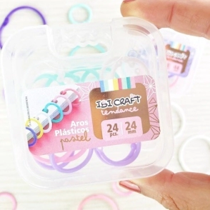 AROS PLASTICOS 4 COLORES PASTELES 22MM X 24 PIEZAS
