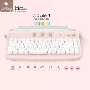 TECLADO VINTAGE BLUETHOOT ROSA IBICRAFT