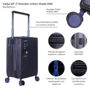 VALIJA CARRY ON WANDER URBAN MODE ABS NEGRO 20"