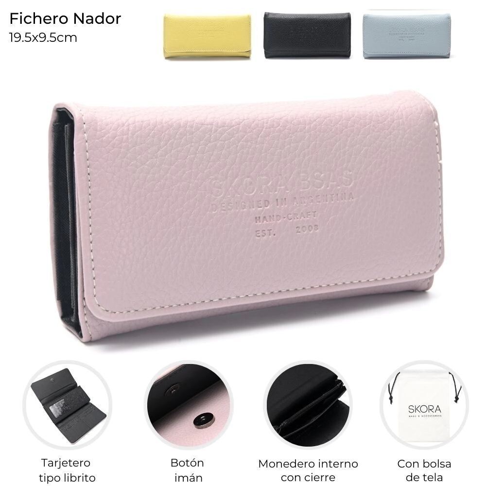 BILLETERA FICHERO NADOR CON BOLSA DE TELA 19,5X9,5 CM SKORA