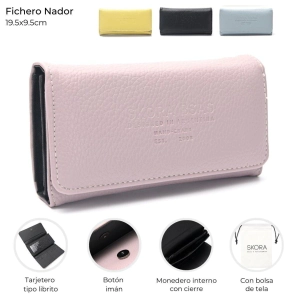 BILLETERA FICHERO NADOR CON BOLSA DE TELA 19,5X9,5 CM SKORA