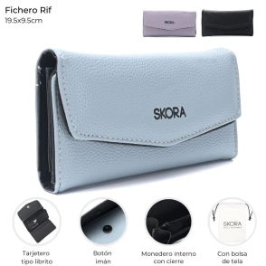 BILLETERA FICHERO RIF CON BOLSA DE TELA 19,5X9,5 CM SKORA