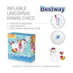 INFLABLE UNICORNIO KAWAII CHICO 155x119 CM BESTWAY