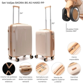 SET VALIJAS SKORA BS AS HARD PP KHAKI 24" Y 20" DOBLE RUEDA