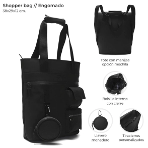 SHOPPER BAG CON CORREAS OPCION MOCHILA WANDERLUST 38x29x12 CM