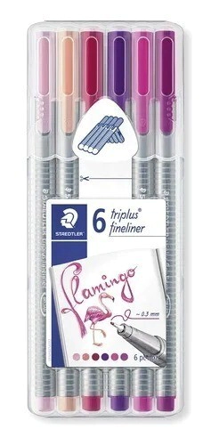 Marcador Staedtler x6 unid 334 0,3mm Flamingos